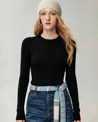 100%カシミヤ フィットシルエット クルーネックニットトップス