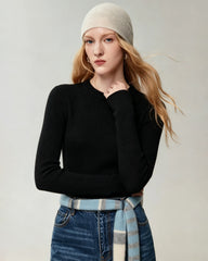 100%カシミヤ フィットシルエット クルーネックニットトップス