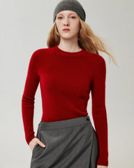 100%カシミヤ フィットシルエット クルーネックニットトップス