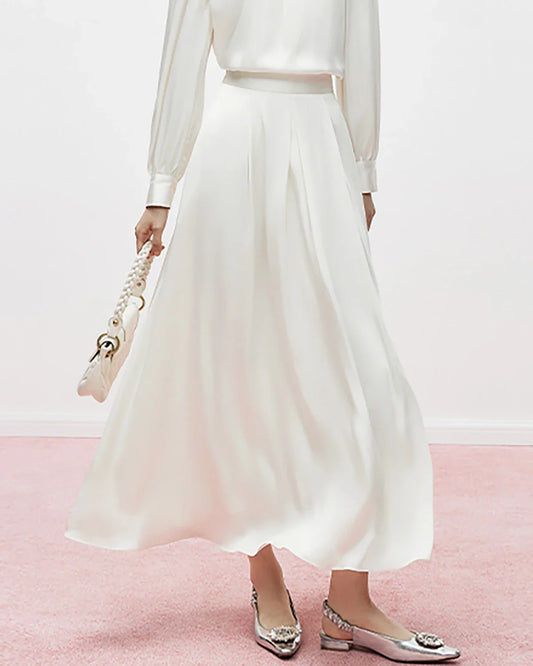 シルク アンブレラ プリーツ マキシスカート