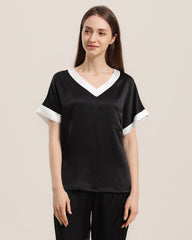 Vネック プルオーバー シルクパジャマセット