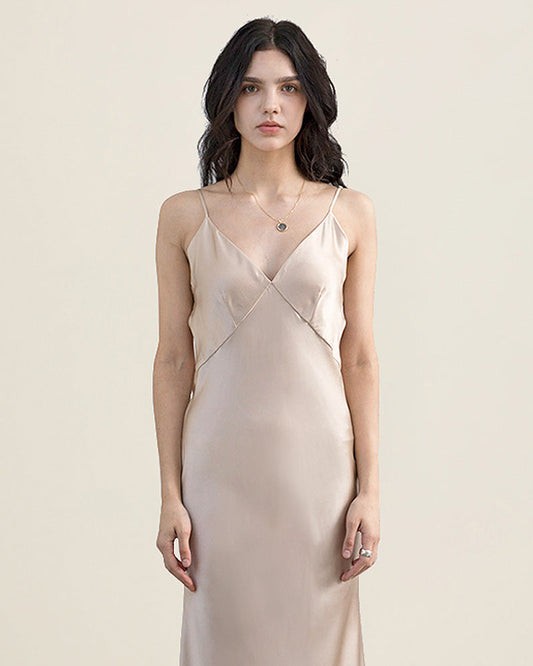22匁シルクのロングスリップナイトドレス