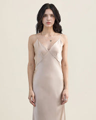 22匁シルクのロングスリップナイトドレス