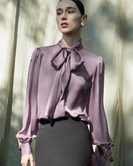 30モミ レディースシルク フロントタイブラウス