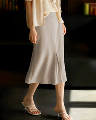 30モミ シルク マーメイド ミディスカート(スリット入り)