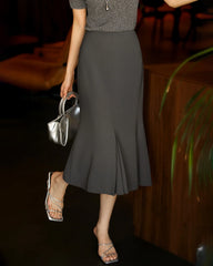 30モミ シルク マーメイド ミディスカート(スリット入り)