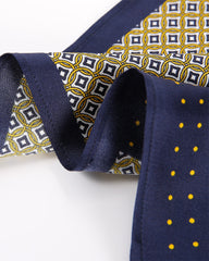 ゴールドプリント パッチワーク柄 メンズクラシックハンカチーフ