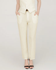 40匁シルク スカルプテッド ストレートパンツ