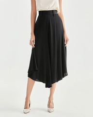 ハイウエスト シルク ワイドレッグパンツ(レディース)