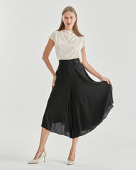 ハイウエスト シルク ワイドレッグパンツ(レディース)