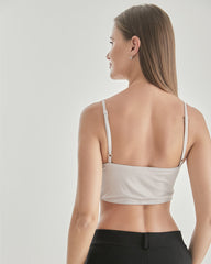 ニットシルク ブラレット スクエアネック レース クロップトップ