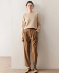 レディースベーシッククルーネックカシミヤセーター