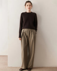 レディースベーシッククルーネックカシミヤセーター