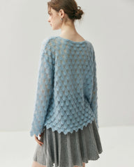 通気性シルクカシミヤ クルーネックプルオーバー