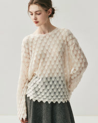 通気性シルクカシミヤ クルーネックプルオーバー