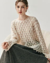 通気性シルクカシミヤ クルーネックプルオーバー