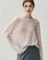 通気性シルクカシミヤ クルーネックプルオーバー