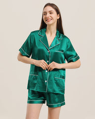 ボタンアップシルクショートパジャマセット