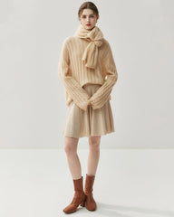 カシミヤシルク ケーブル編み スカーフラップ