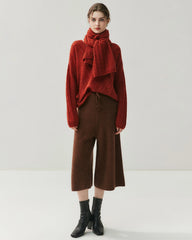 カシミヤシルク ケーブル編み スカーフラップ