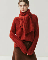 カシミヤシルク ケーブル編み スカーフラップ