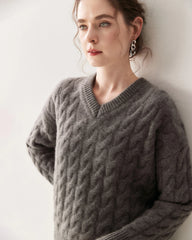 カシミヤウール ケーブルニット セーター&スカート セット