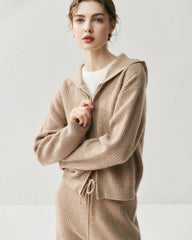 カシミヤウール ジップアップフーディー&ストレートパンツ