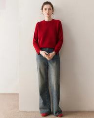 クラシック サドルショルダー カシミヤセーター