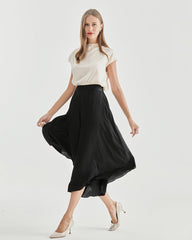 スタンドカラー キャップスリーブ シルクシャツ