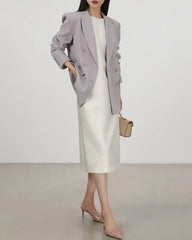 40モメシルクノースリーブミディドレス