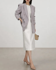 40モメシルクノースリーブミディドレス