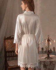 ウォッシャブルシルクレースブライダルローブ