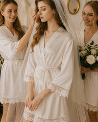 ウォッシャブルシルクレースブライダルローブ