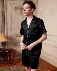 メンズ洗えるシルク半袖パジャマセット