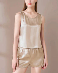 洗濯可能なシルクタンクトップパジャマセット