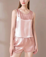 洗濯可能なシルクタンクトップパジャマセット