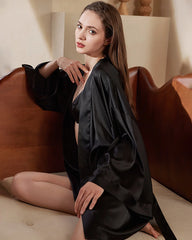 女性用ウォッシャブルシルクショートローブ