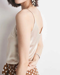 女性用レース付きシルクキャミソール