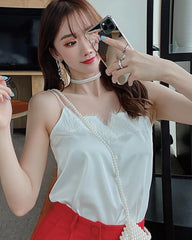 レース付きシルクキャミソールトップ