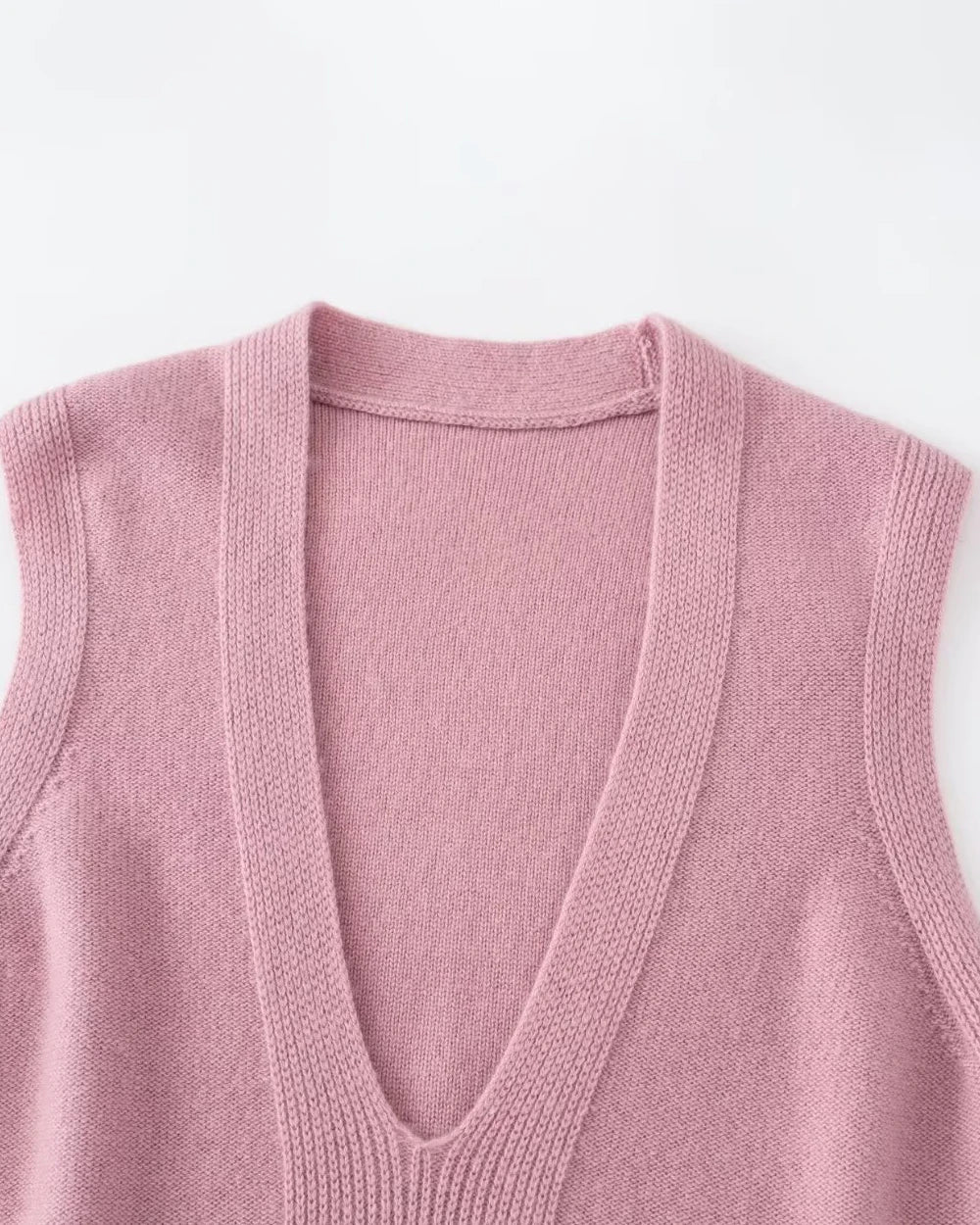 Deep V Neck Cashmere Vest, Pink