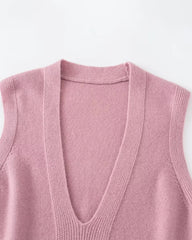 Deep V Neck Cashmere Vest, Pink