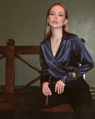 エレガントフィット シルクラップブラウス