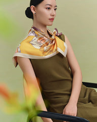 花柄シルクショールスカーフ