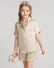 女の子用 半袖シルクパジャマセット(ショーツ付き)