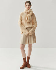 シルクカシミヤ ケーブル編み 軽量セーター