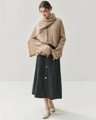 シルクカシミヤ ケーブル編み 軽量セーター