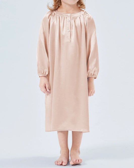 女の子向け長袖シルクシャツパジャマ