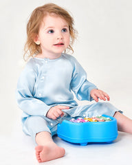 長袖ボタンダウン ベビーシルクロンパース