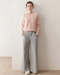 高級カシミヤケーブルニットセーター