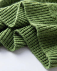 ダイヤ柄ニットのモックネックカシミヤセーター